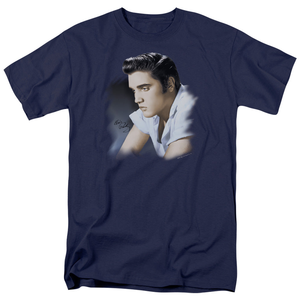 Elvis Presley Blue Profile Mens T Shirt Navy Officially Licensed