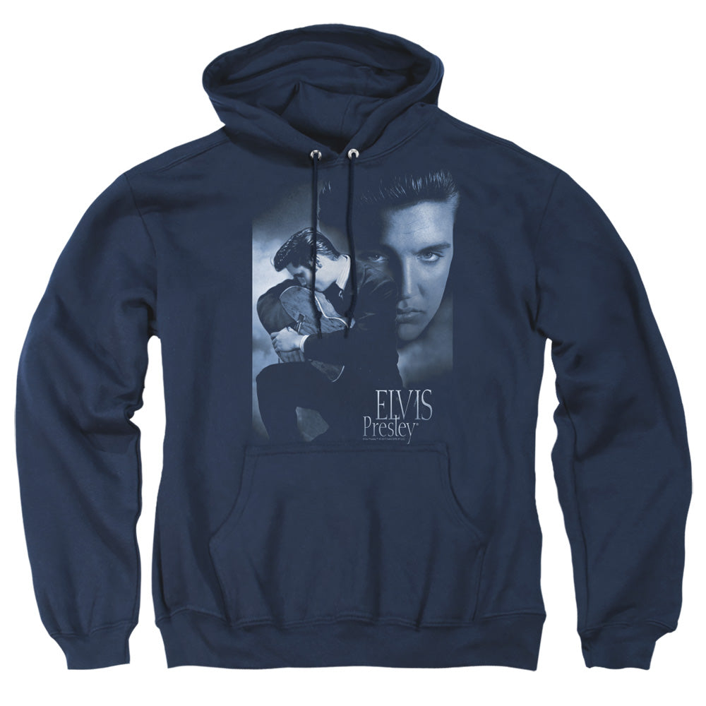 Elvis Presley Reverent Mens Hoodie Navy Officially Licensed