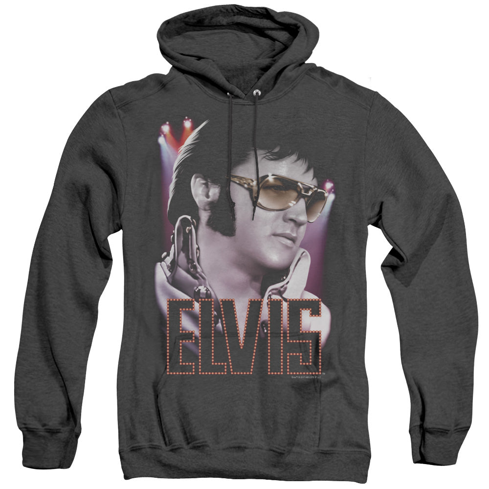 Elvis Presley 70S Star Mens Heather Hoodie Black Officially Licensed