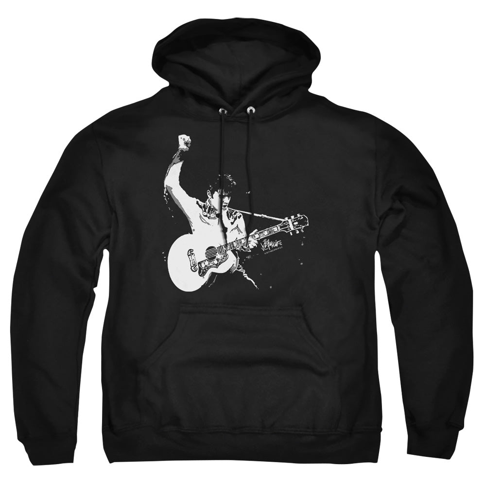 Elvis Presley Black&White Guitarman Mens Hoodie Black Officially Licensed