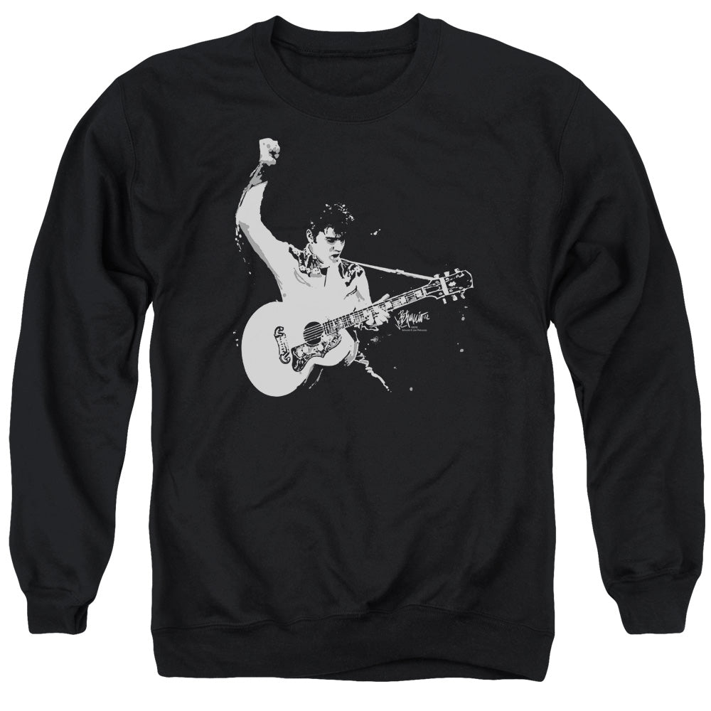 Elvis Presley Black&White Guitarman Mens Crewneck Sweatshirt Black