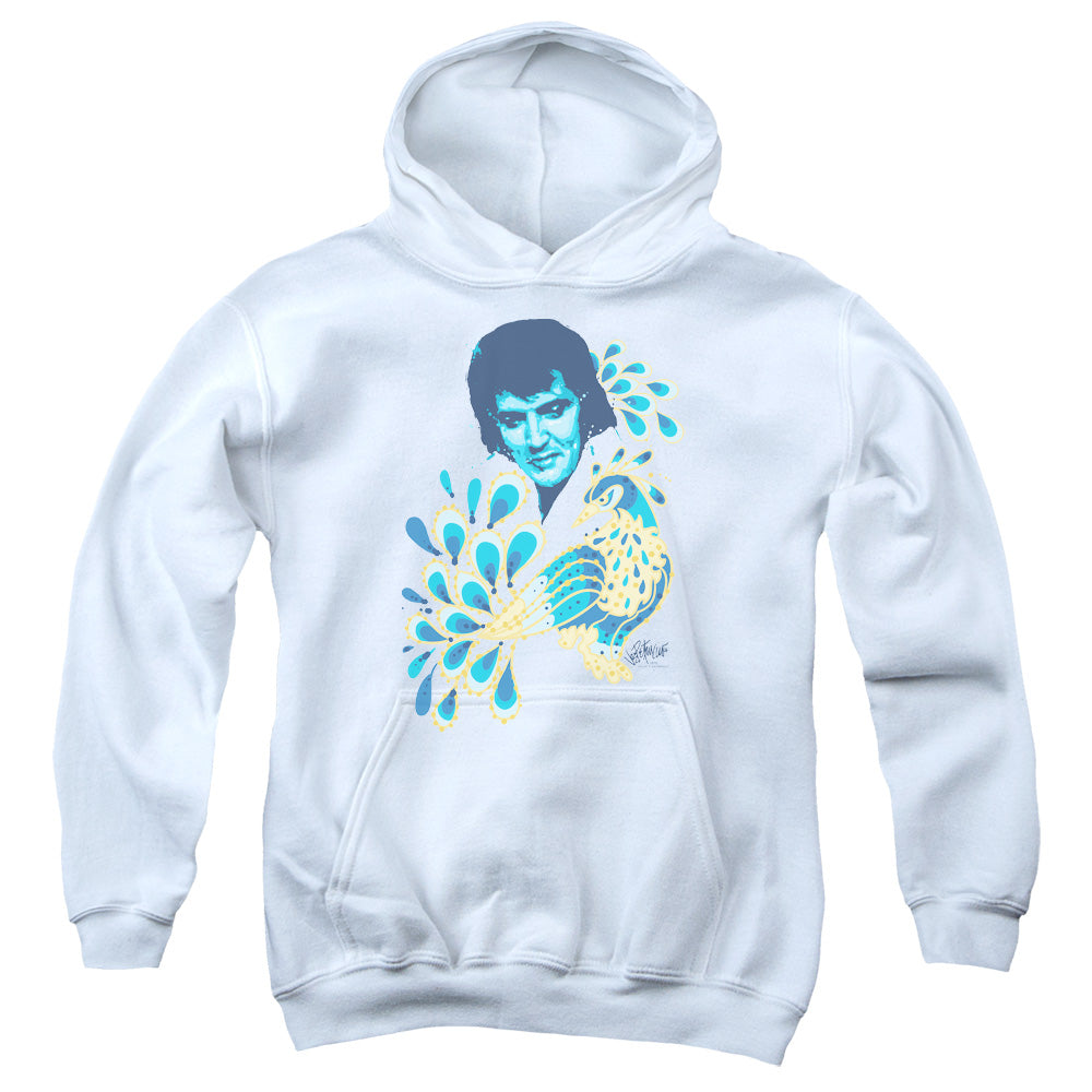 Elvis Presley Peacock Kids Youth Hoodie White Officially Licensed
