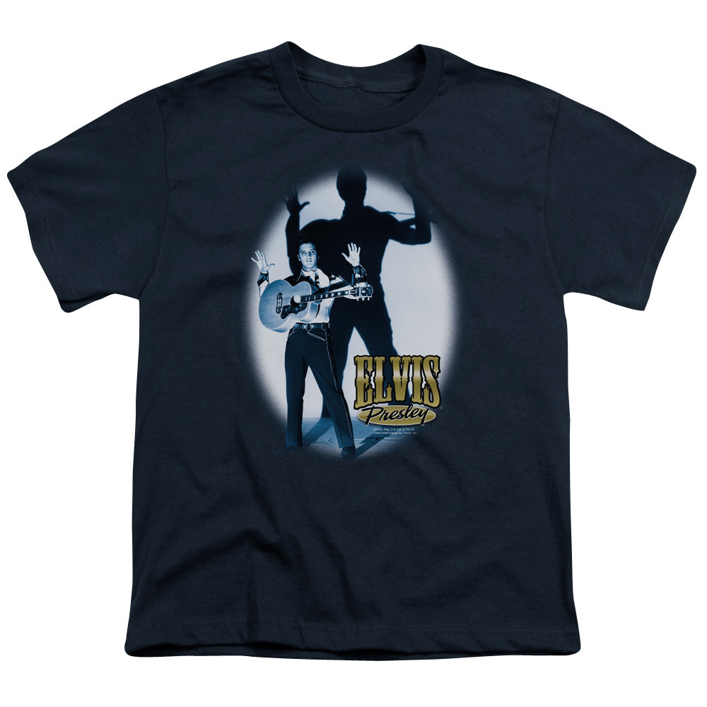 Elvis Presley Hands Up Kids Youth T Shirt Navy Blue Officially Licensed