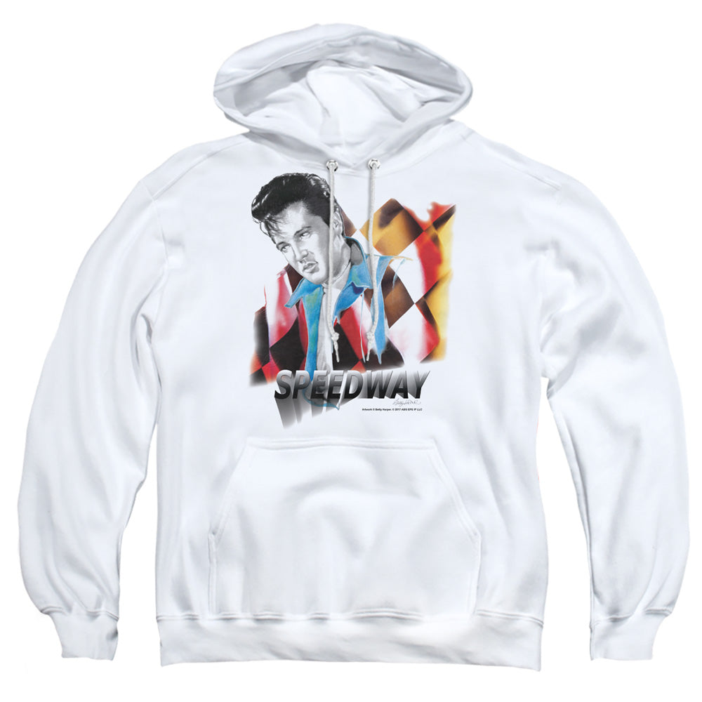 Elvis Presley Speedway Mens Hoodie White Officially Licensed