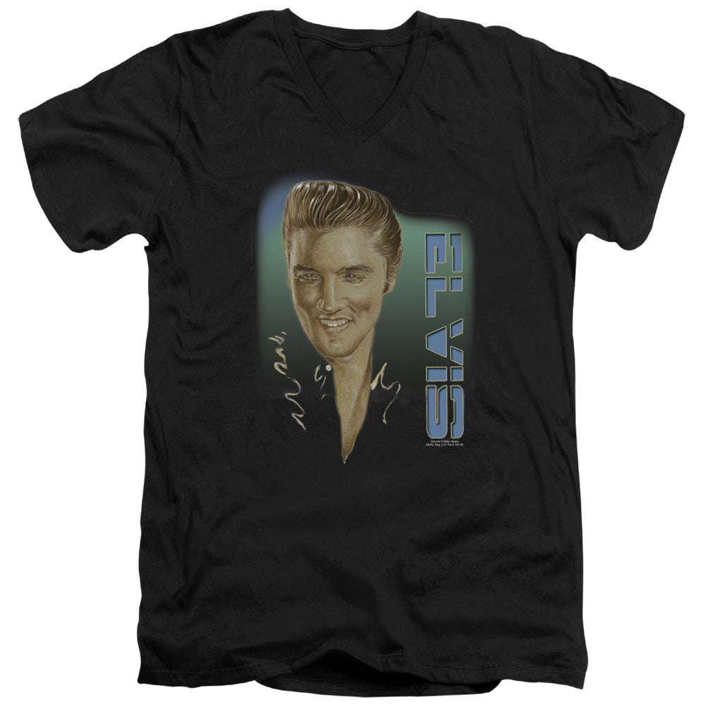 Elvis Presley Elvis 56 Mens Slim Fit V-Neck T Shirt Black Officially Licensed