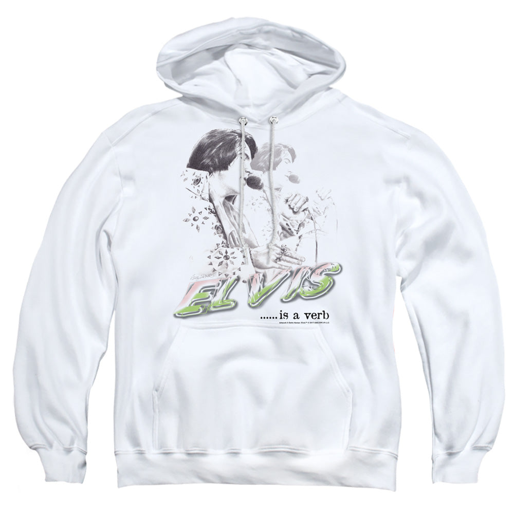 Elvis Presley Elvis Is A Verb Mens Hoodie White Officially Licensed