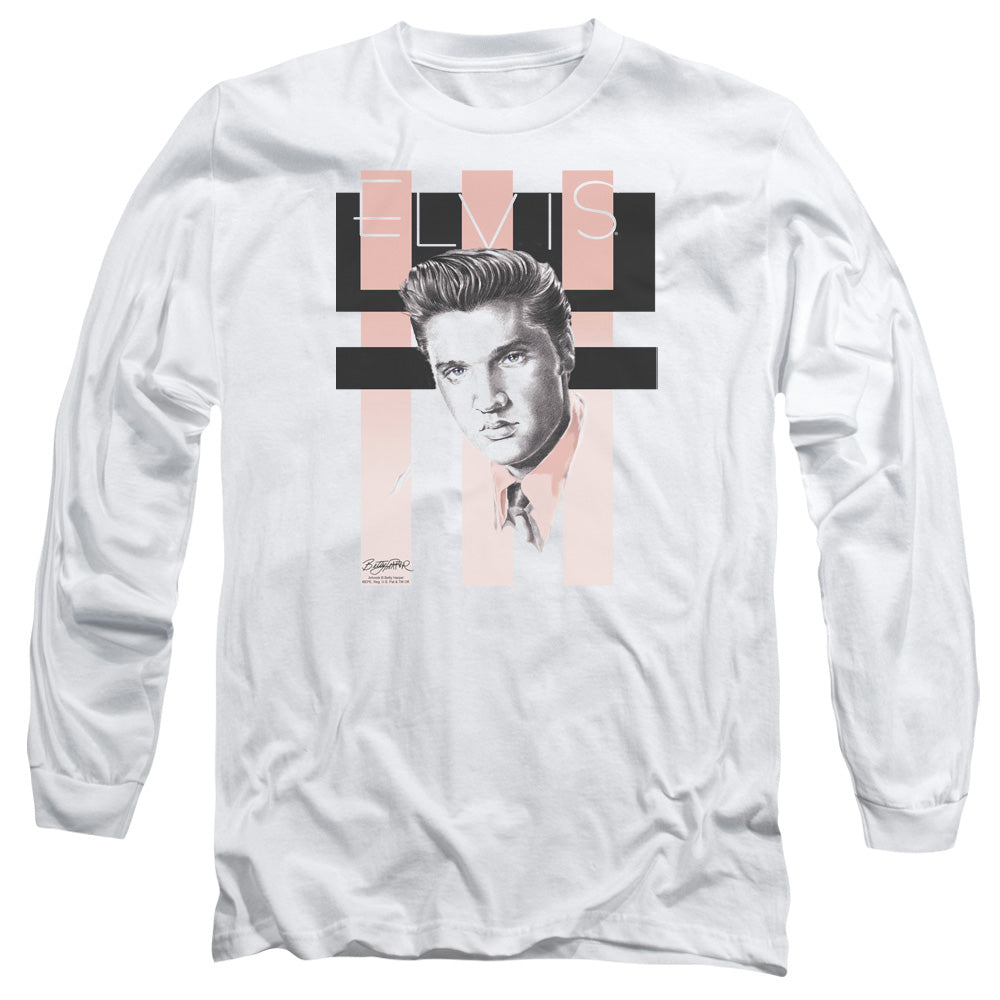 Elvis Presley Retro Mens Long Sleeve Shirt White Officially Licensed Officially Licensed
