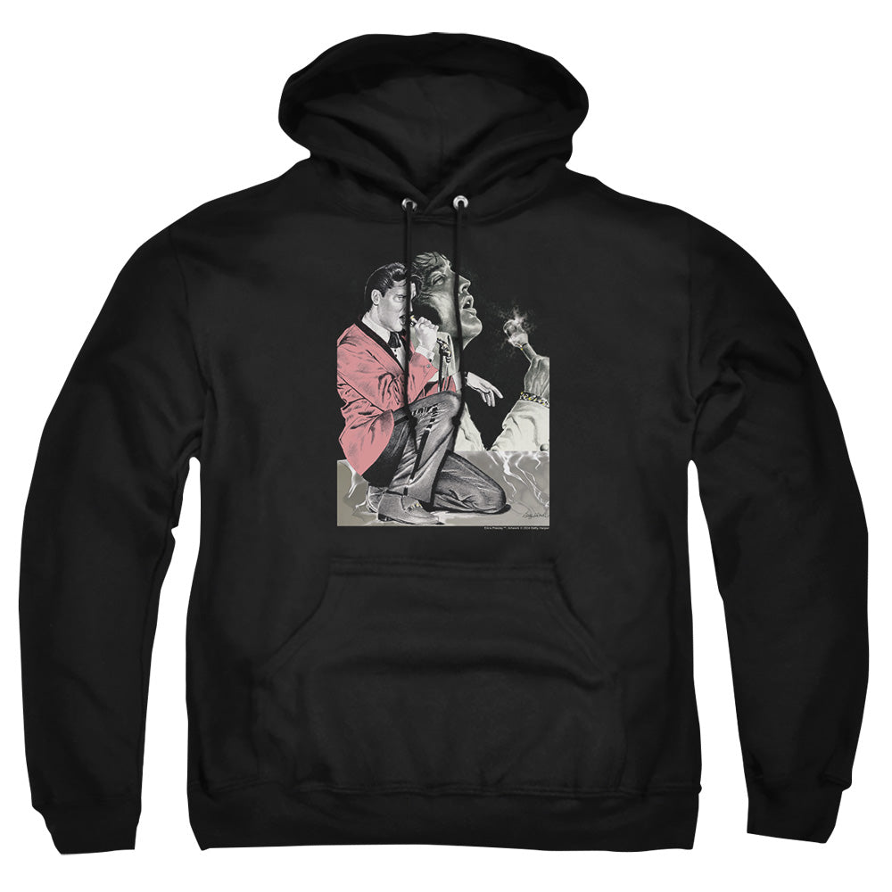 Elvis Presley Rock N Roll Smoke Mens Hoodie Black Officially Licensed