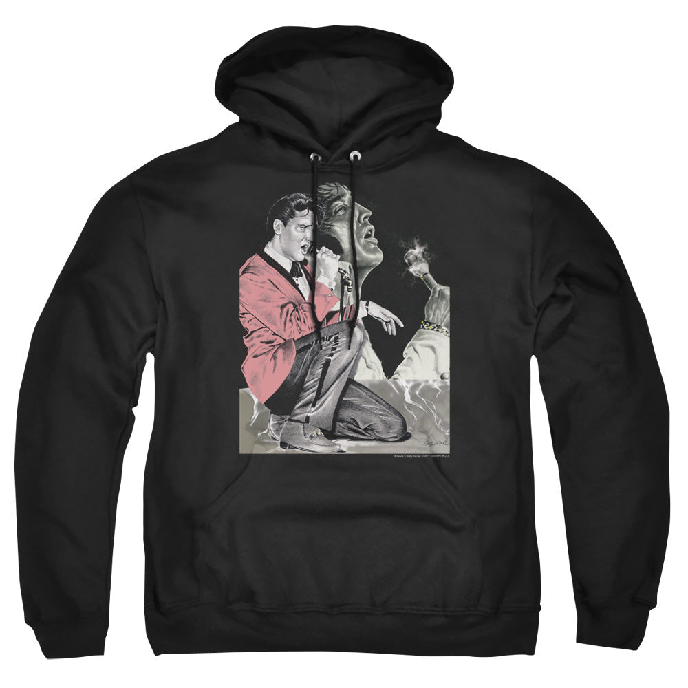 Elvis Presley Rock N Roll Smoke Mens Hoodie Black Officially Licensed