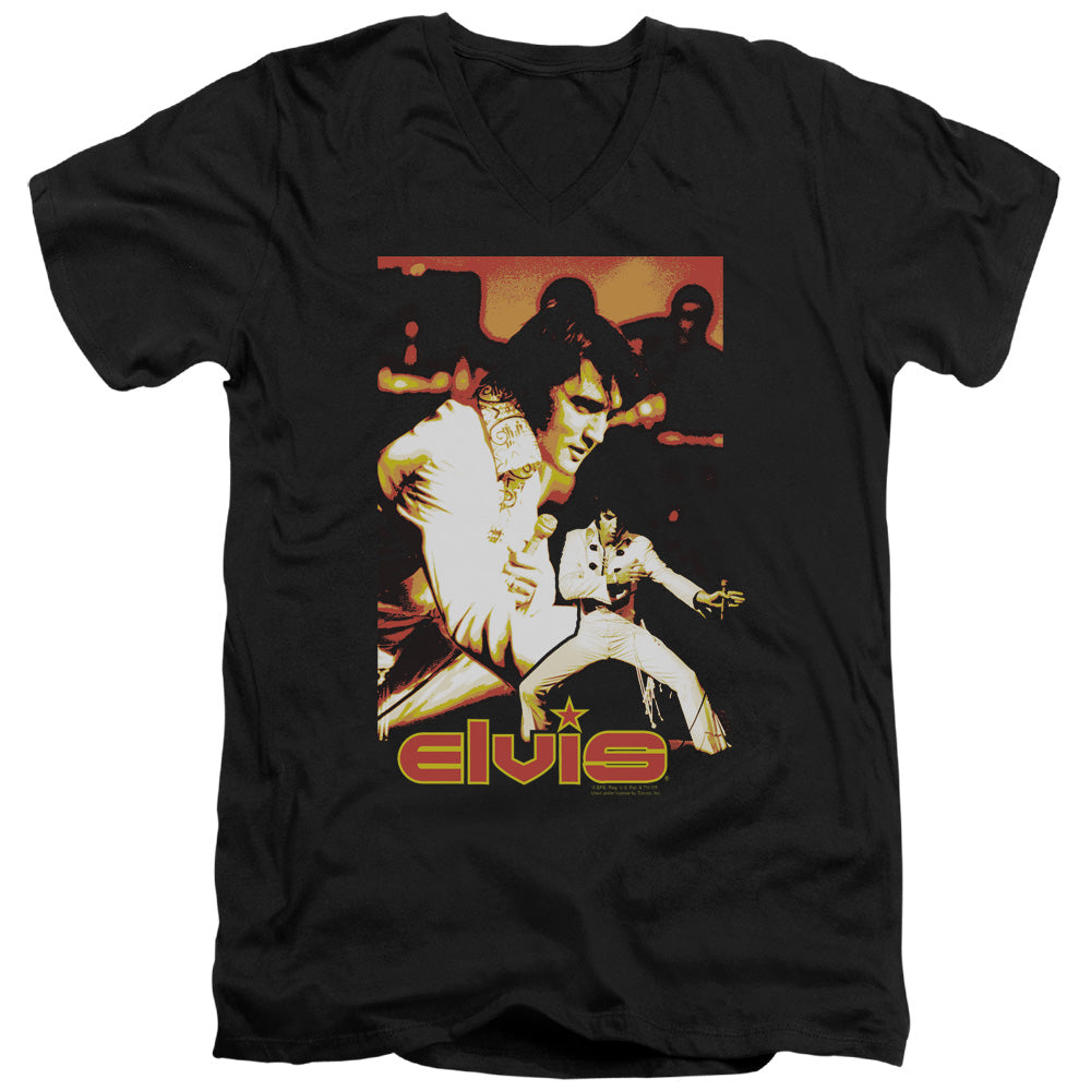 Elvis Presley Showman Mens Slim Fit V-Neck T Shirt Black Officially Licensed