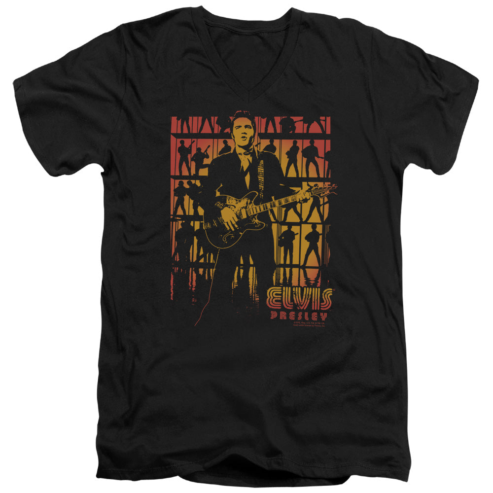 Elvis Presley Comeback Spotlight Mens Slim Fit V-Neck T Shirt Black Officially Licensed