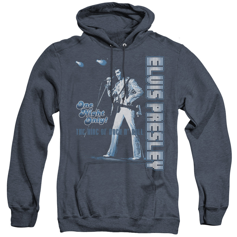Elvis Presley One Night Only Mens Heather Hoodie Navy Officially Licensed