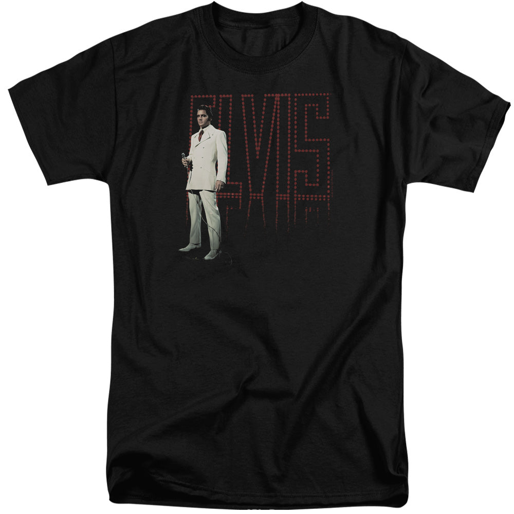 Elvis Presley White Suit Mens Tall T Shirt Black Officially Licensed