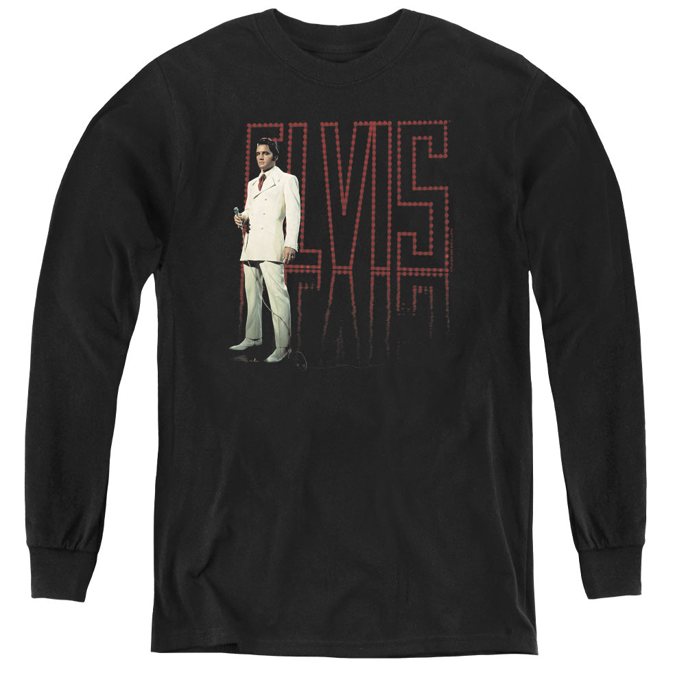 Elvis Presley White Suit Long Sleeve Kids Youth T Shirt Black Officially Licensed