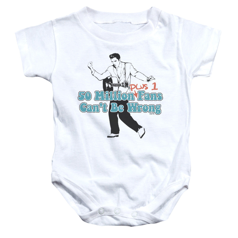 Elvis Presley 50 Million Fans Plus 1 Infant Baby Snapsuit White Officially Licensed