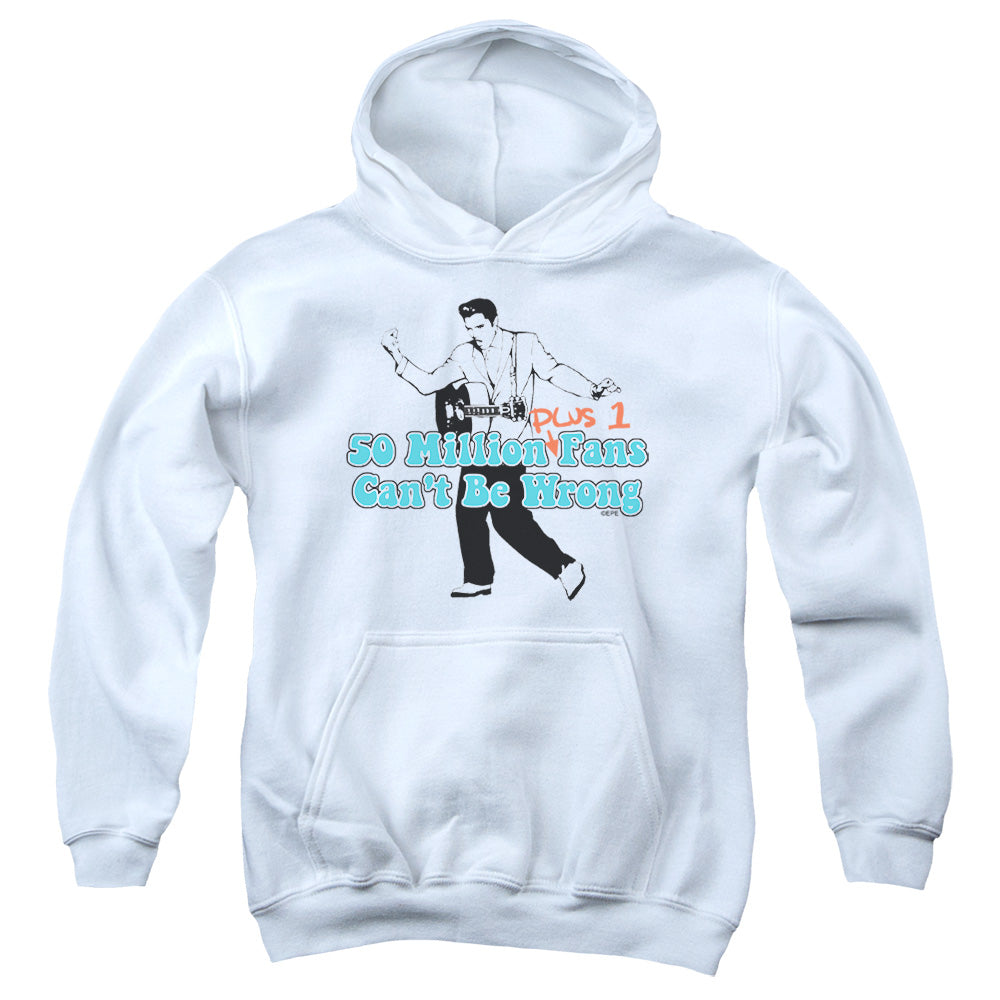 Elvis Presley 50 Million Fans Plus 1 Kids Youth Hoodie White Officially Licensed