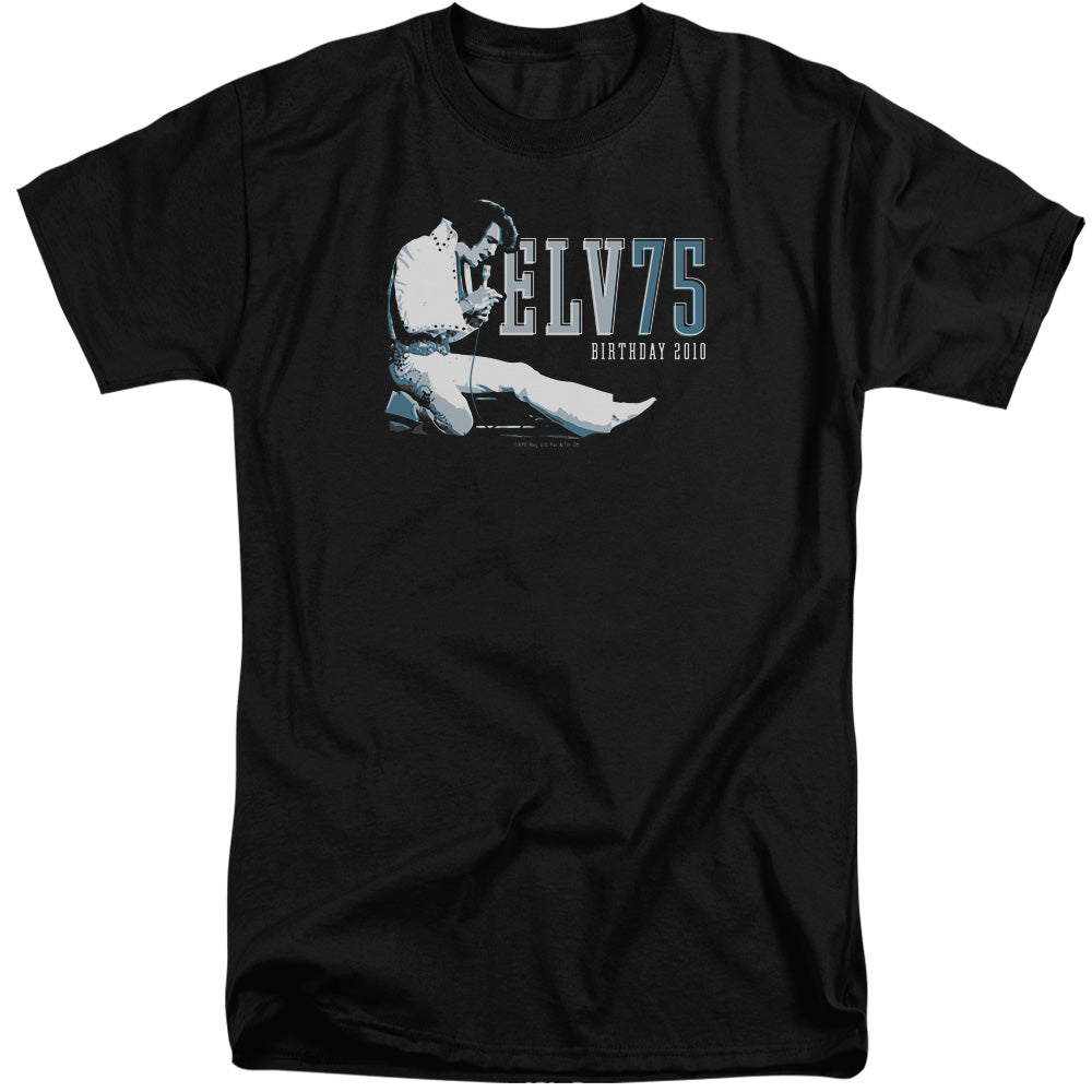 Elvis Presley Elv 75 Logo Mens Tall T Shirt Black Officially Licensed