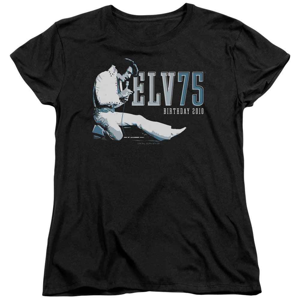Elvis Presley Elv 75 Logo Womens T Shirt Black Officially Licensed