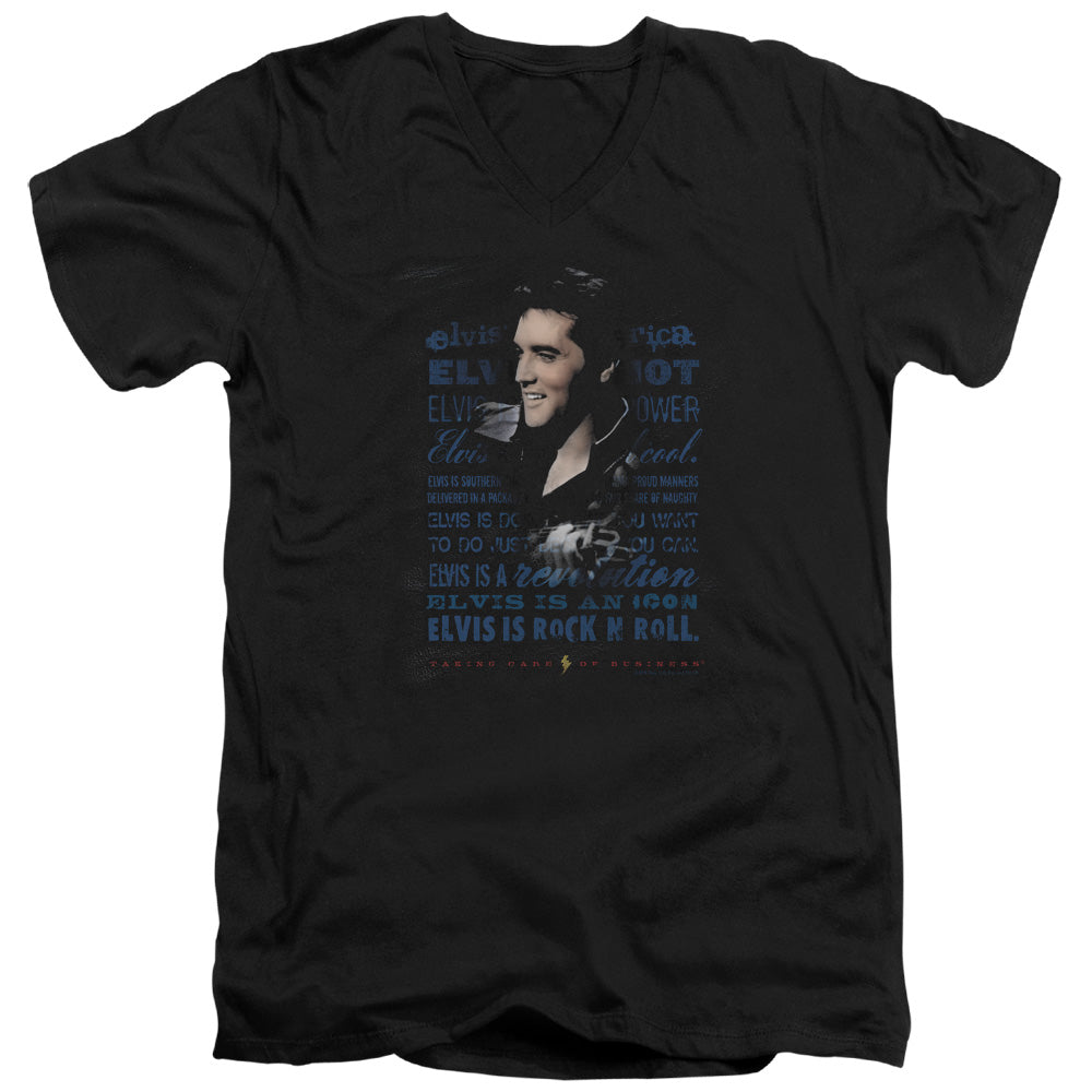 Elvis Presley Icon Mens Slim Fit V-Neck T Shirt Black Officially Licensed