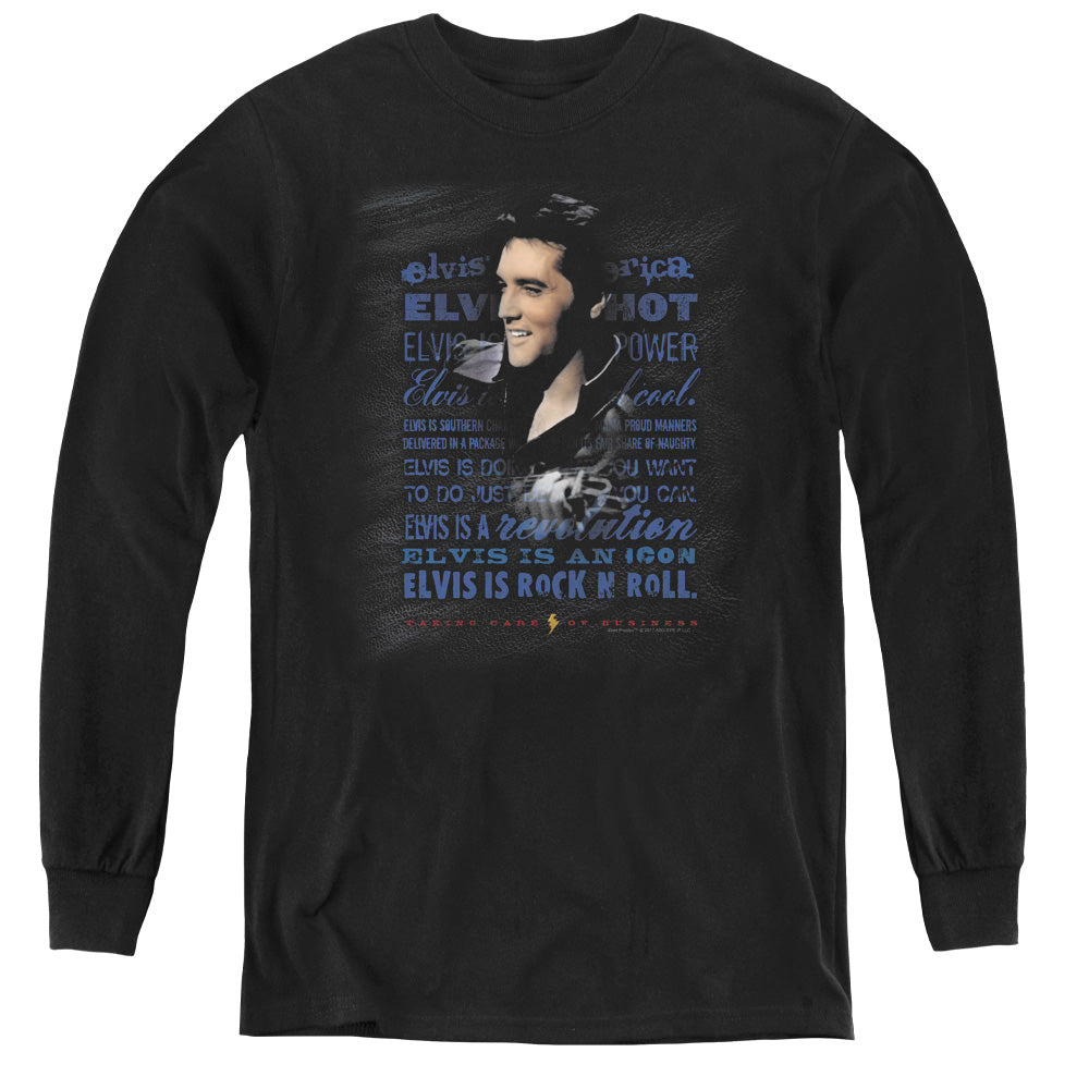 Elvis Presley Icon Long Sleeve Kids Youth T Shirt Black Officially Licensed
