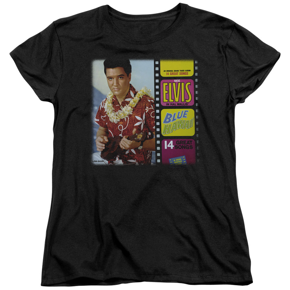 Elvis Presley Blue Hawaii Album Womens T Shirt Black Officially Licensed