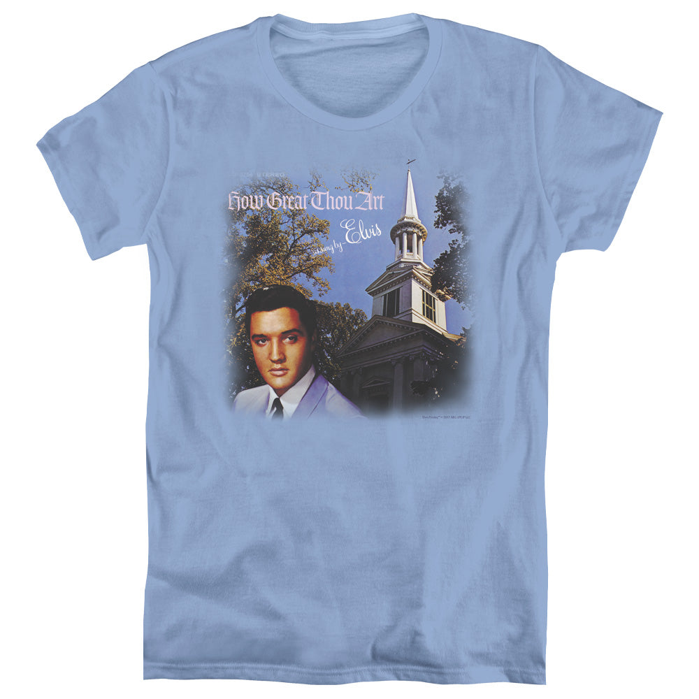 Elvis Presley How Great Thou Art Womens T Shirt Carolina Blue Officially Licensed