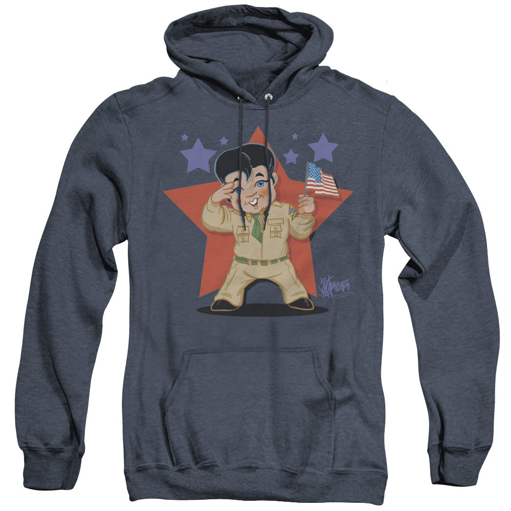 Elvis Presley Lil G I Mens Heather Hoodie Navy Officially Licensed