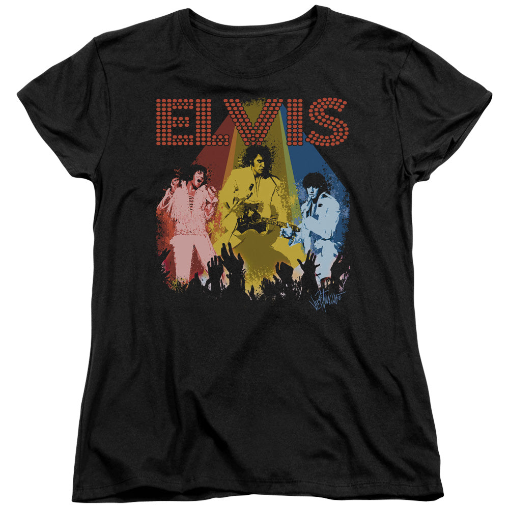 Elvis Presley Vegas Remembered Womens T Shirt Black Officially Licensed
