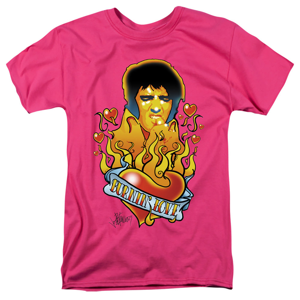 Elvis Presley Burning Love Mens T Shirt Hot Pink Officially Licensed