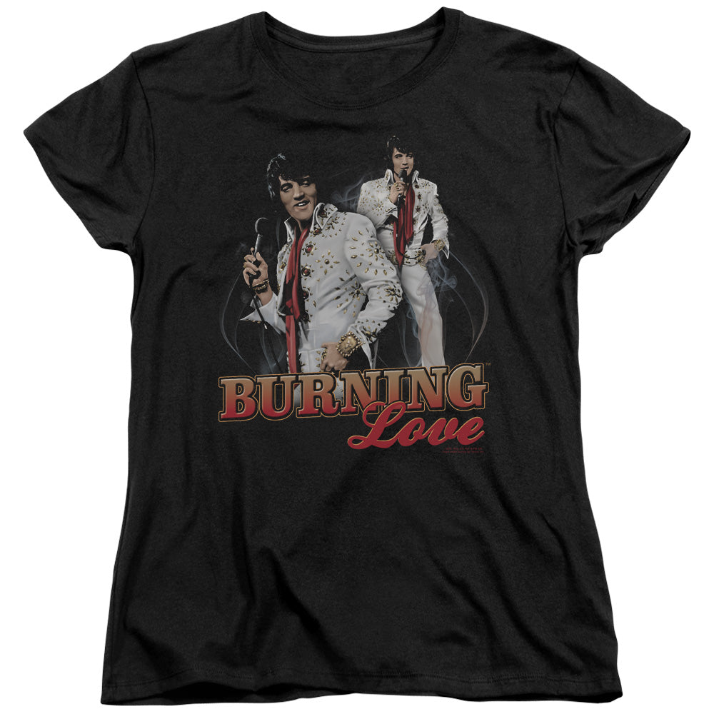 Elvis Presley Burning Love Womens T Shirt Black Officially Licensed