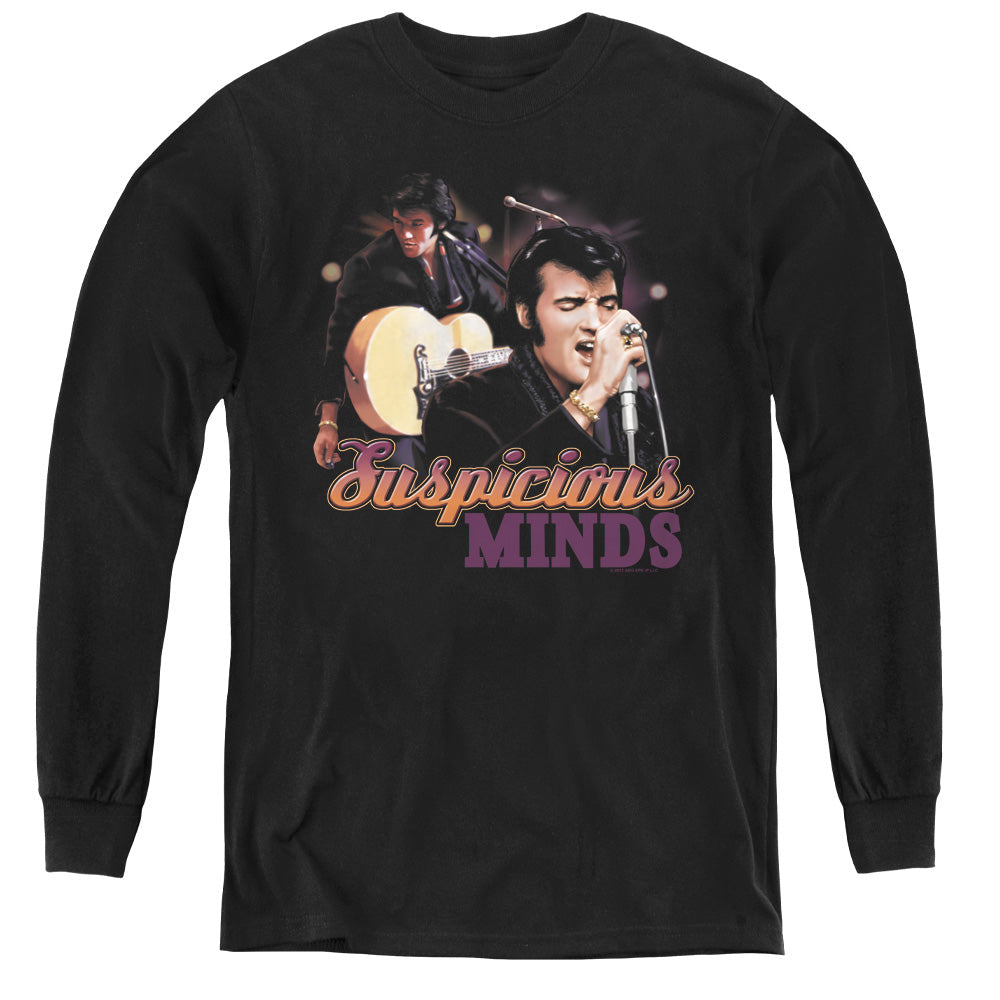Elvis Presley Suspicious Minds Long Sleeve Kids Youth T Shirt Black Officially Licensed