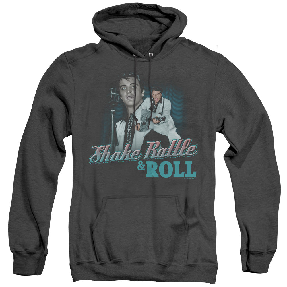 Elvis Presley Shake Rattle & Roll Heather Mens Hoodie Black Officially Licensed