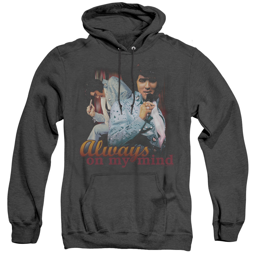 Elvis Presley Always On My Mind Mens Heather Hoodie Black Officially Licensed