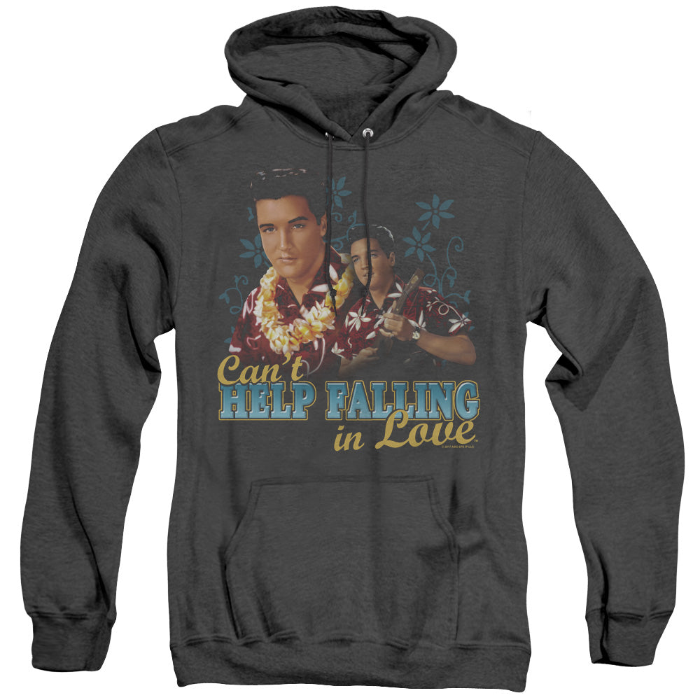 Elvis Presley Cant Help Falling Mens Heather Hoodie Black Officially Licensed