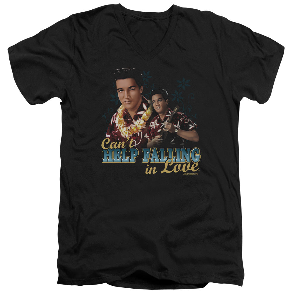 Elvis Presley Cant Help Falling Mens Slim Fit V-Neck T Shirt Black Officially Licensed