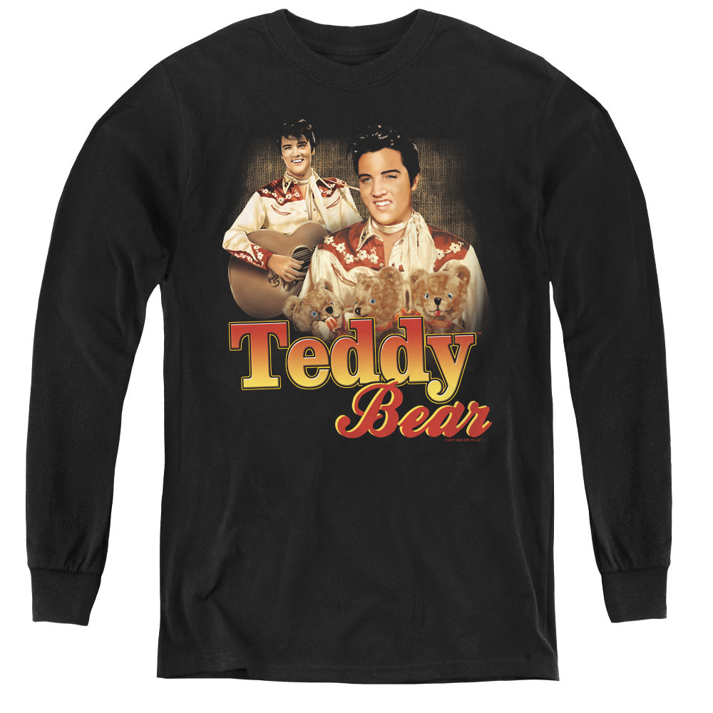 Elvis Presley Teddy Bear Long Sleeve Kids Youth T Shirt Black Officially Licensed