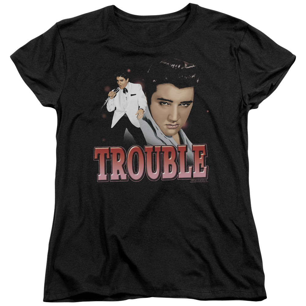 Elvis Presley Trouble Womens T Shirt Black Officially Licensed