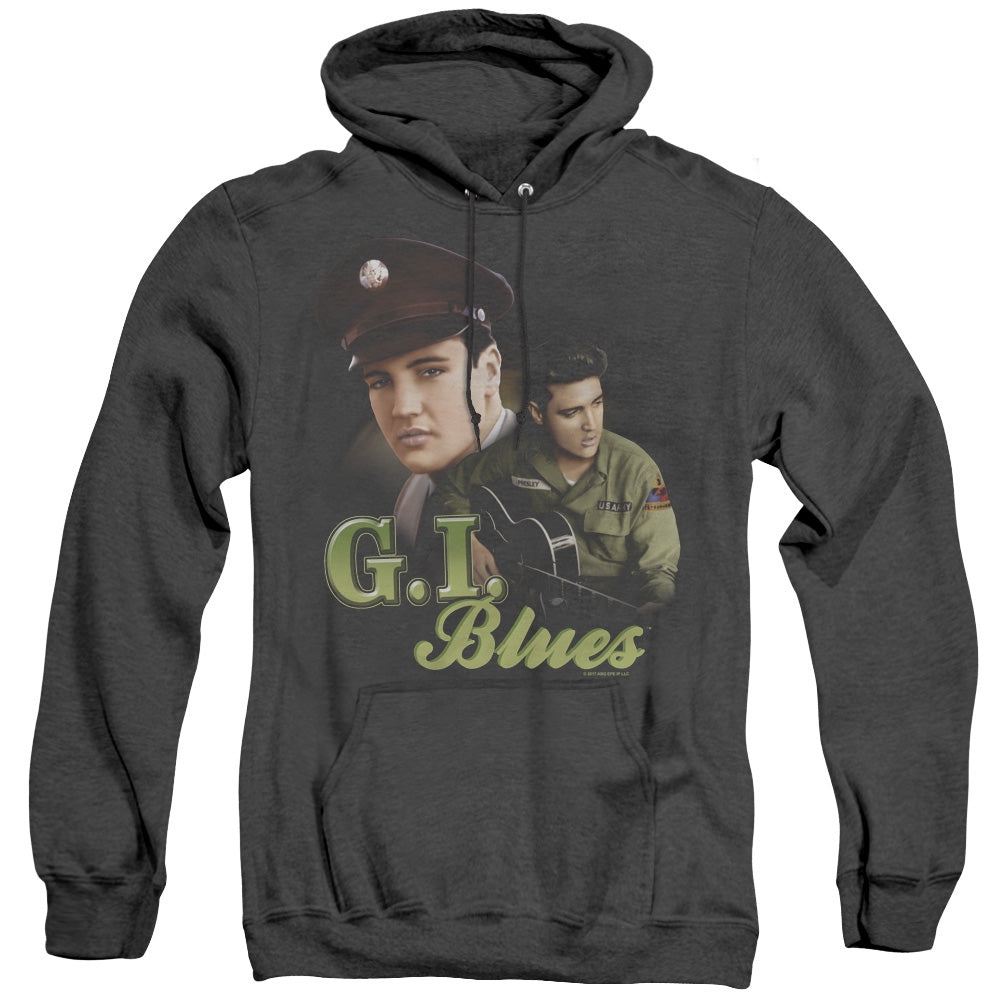 Elvis Presley G I Blues Mens Heather Hoodie Black Officially Licensed