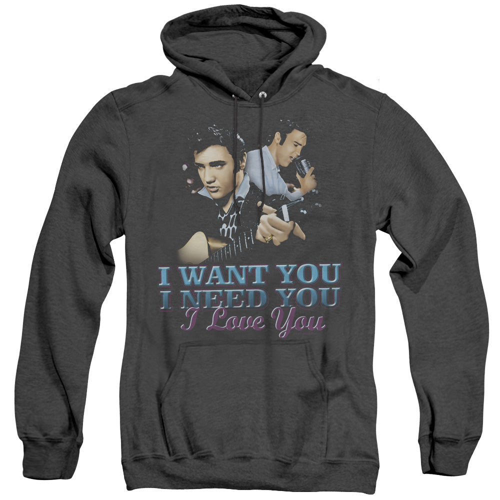 Elvis Presley I Want You Heather Mens Hoodie Black Officially Licensed