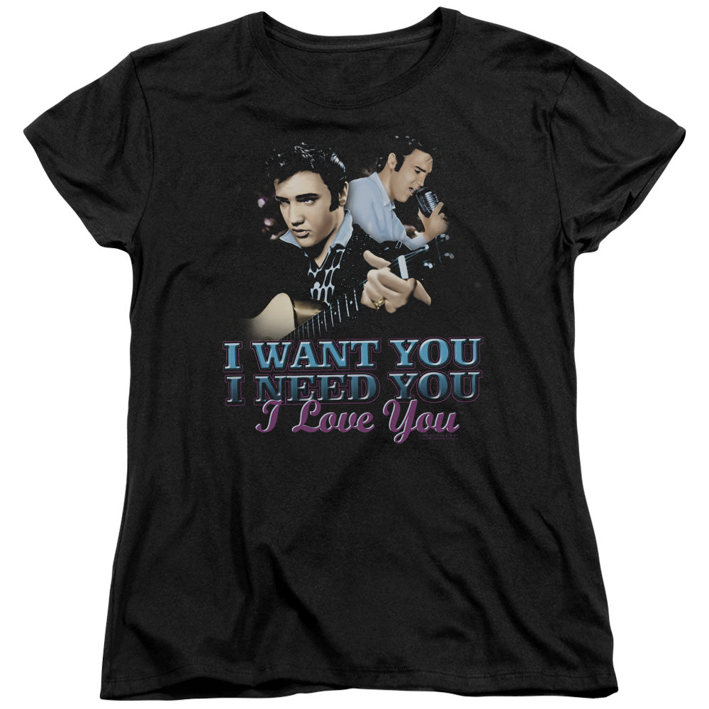 Elvis Presley I Want You Womens T Shirt Black Officially Licensed