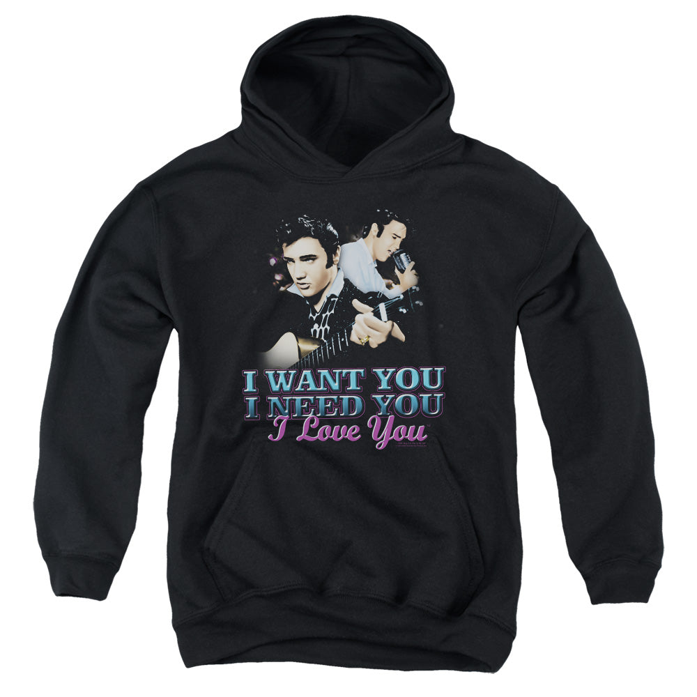 Elvis Presley I Want You Kids Youth Hoodie Black Officially Licensed