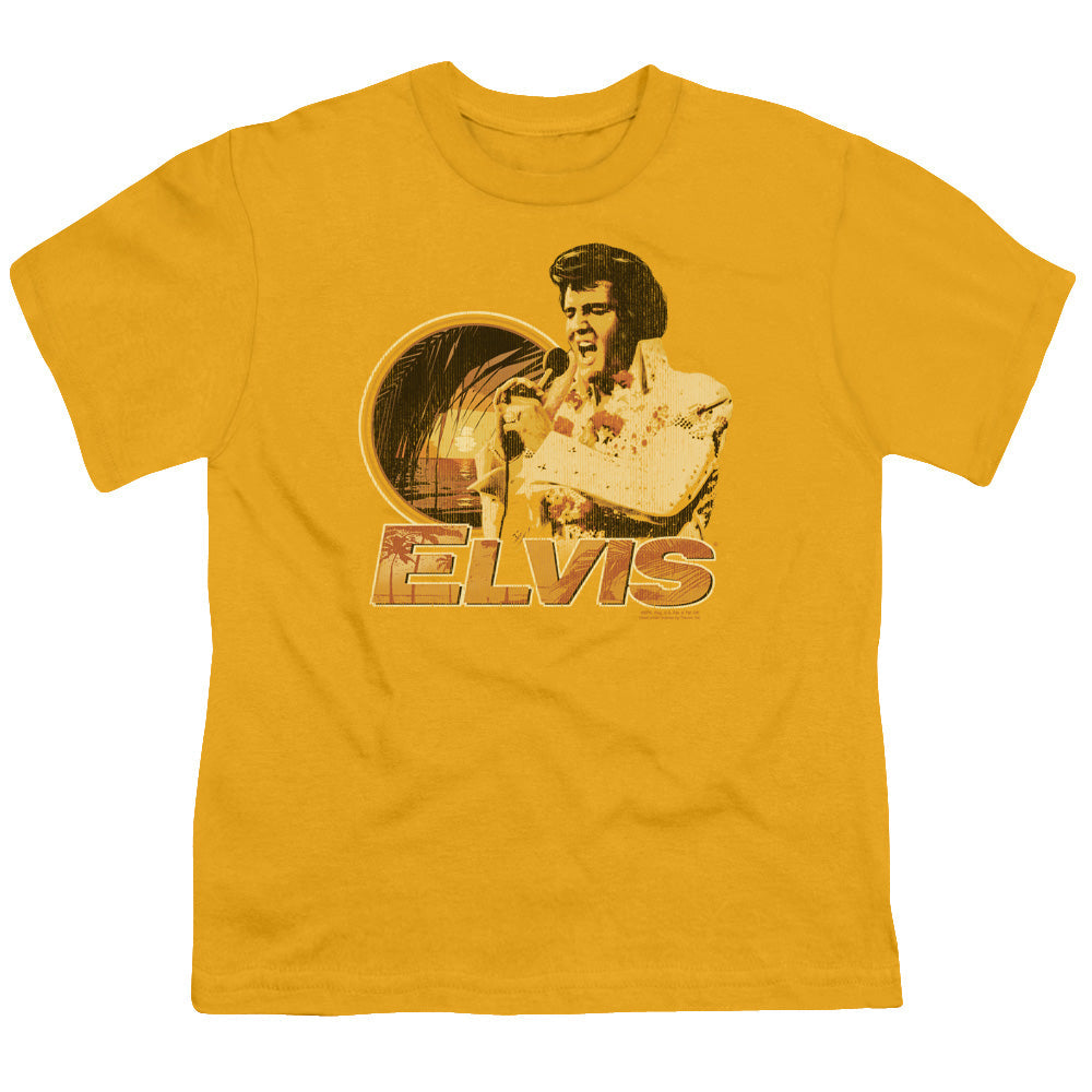 Elvis Presley Singing Hawaii Style Kids Youth T Shirt Gold Officially Licensed