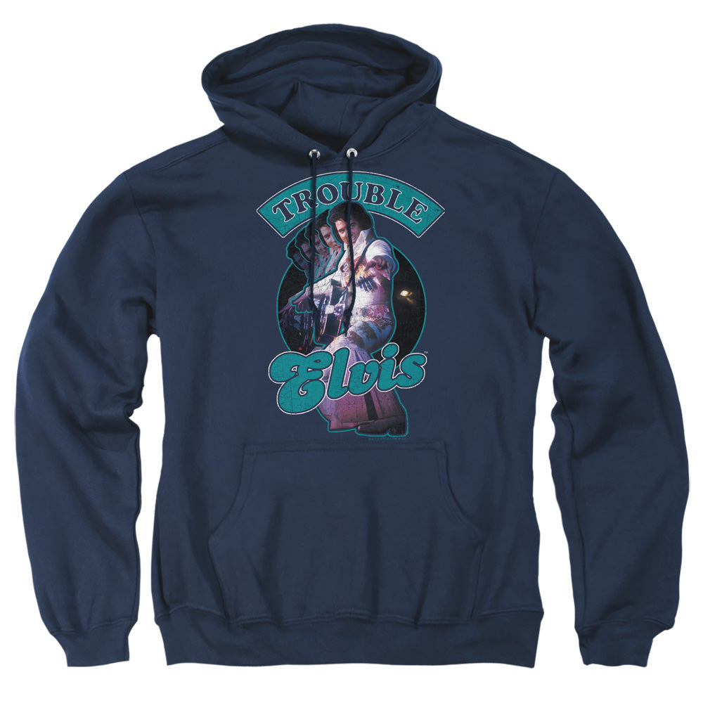 Elvis Presley Total Trouble Mens Hoodie Navy Officially Licensed