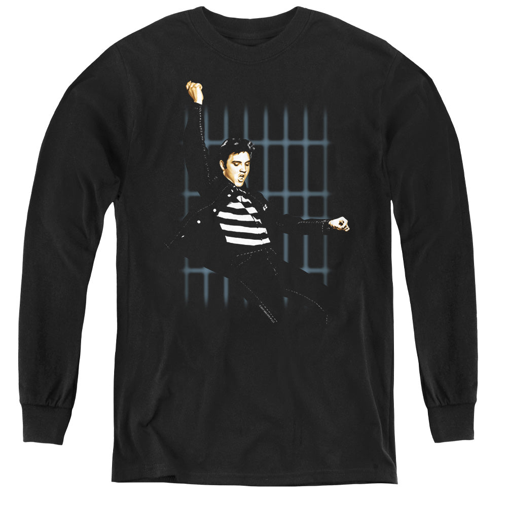 Elvis Presley Blue Bars Long Sleeve Kids Youth T Shirt Black Officially Licensed