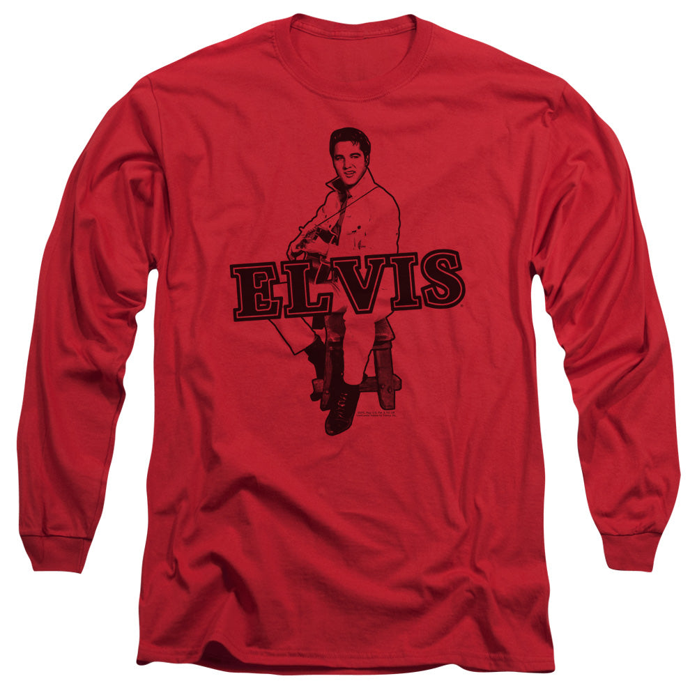 Elvis Presley Jamming Mens Long Sleeve Shirt Red Officially Licensed Officially Licensed