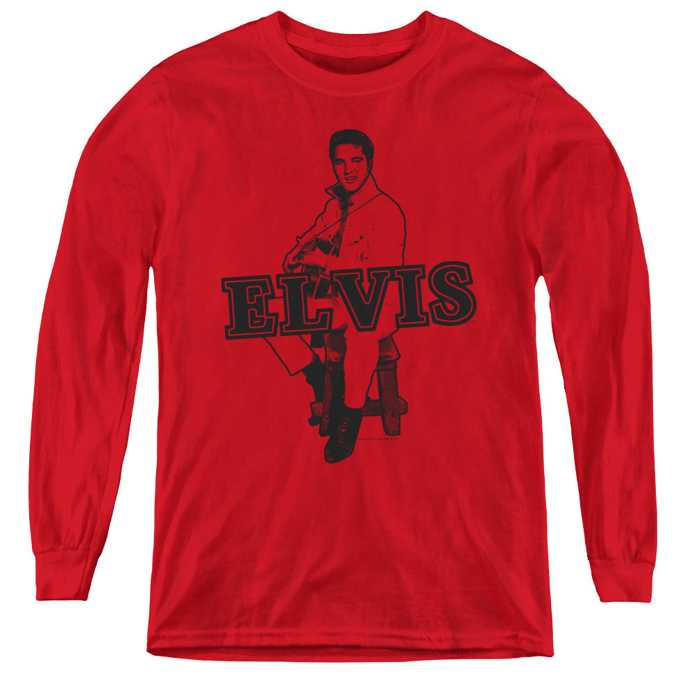 Elvis Presley Jamming Long Sleeve Kids Youth T Shirt Red Officially Licensed