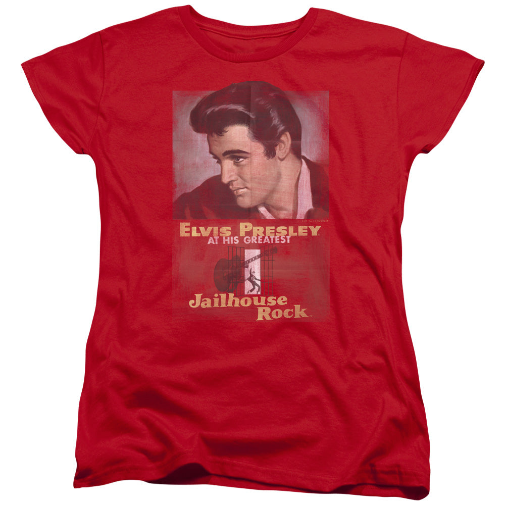 Elvis Presley Jailhouse Rock Poster Womens T Shirt Red Officially Licensed