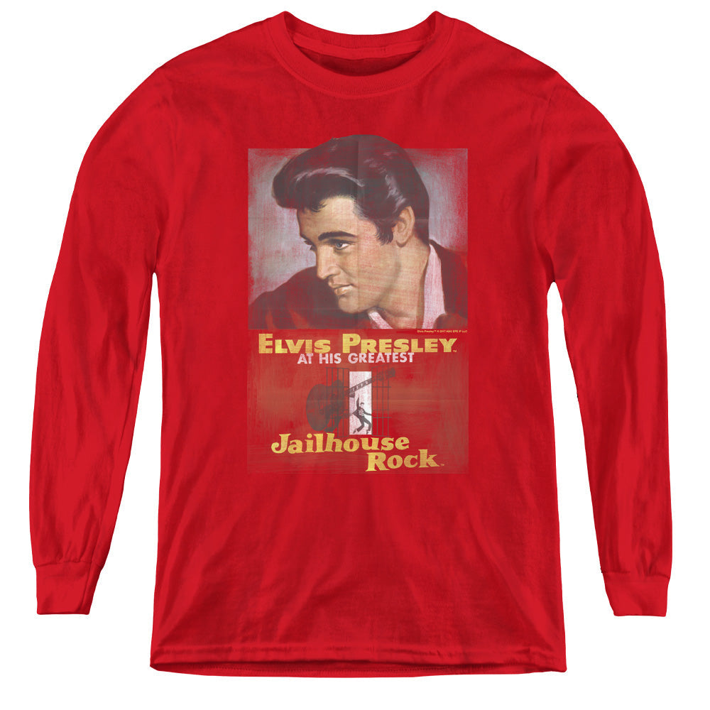 Elvis Presley Jailhouse Rock Poster Long Sleeve Kids Youth T Shirt Red Officially Licensed