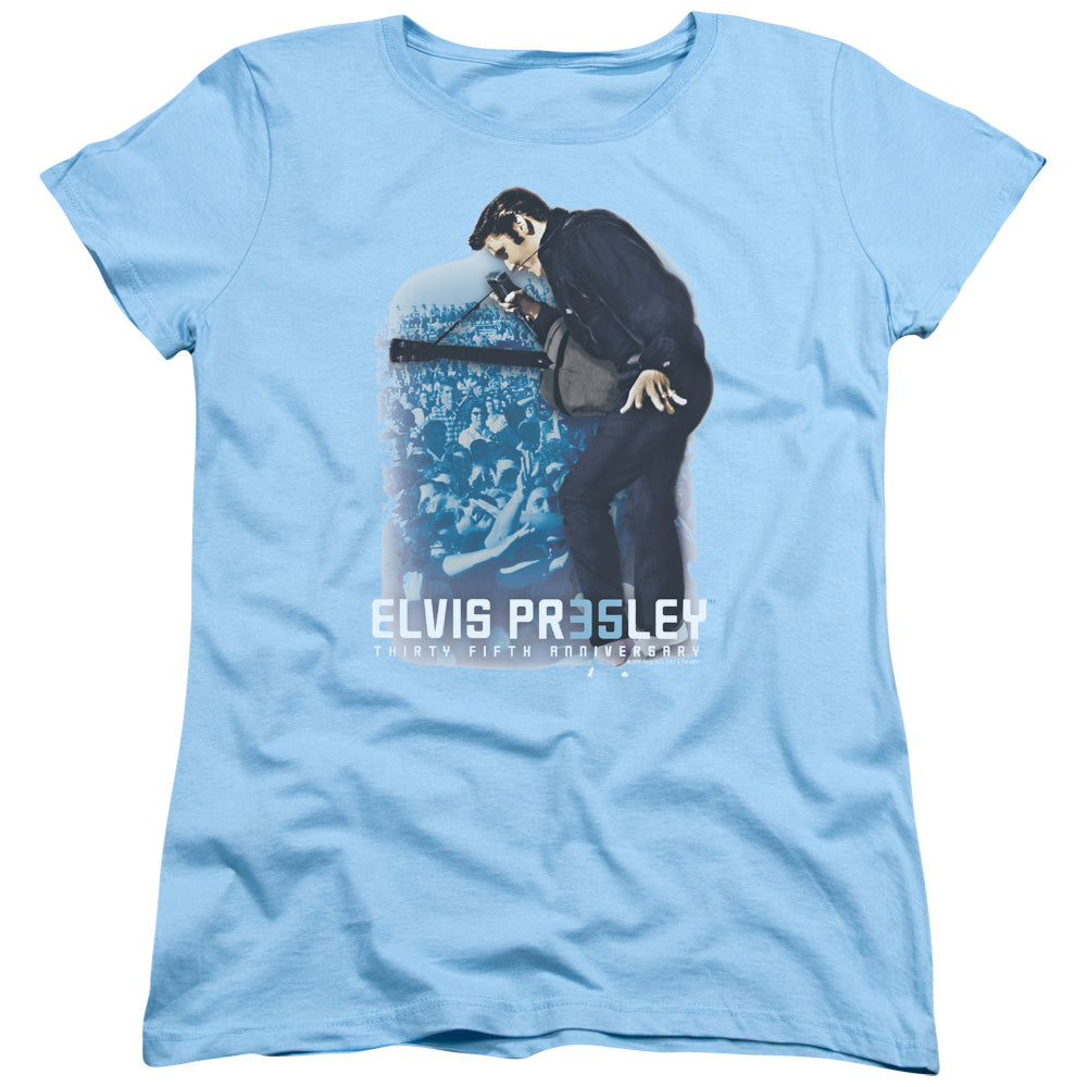 Elvis Presley 35th Anniversary 3 Womens T Shirt Light Blue Officially Licensed