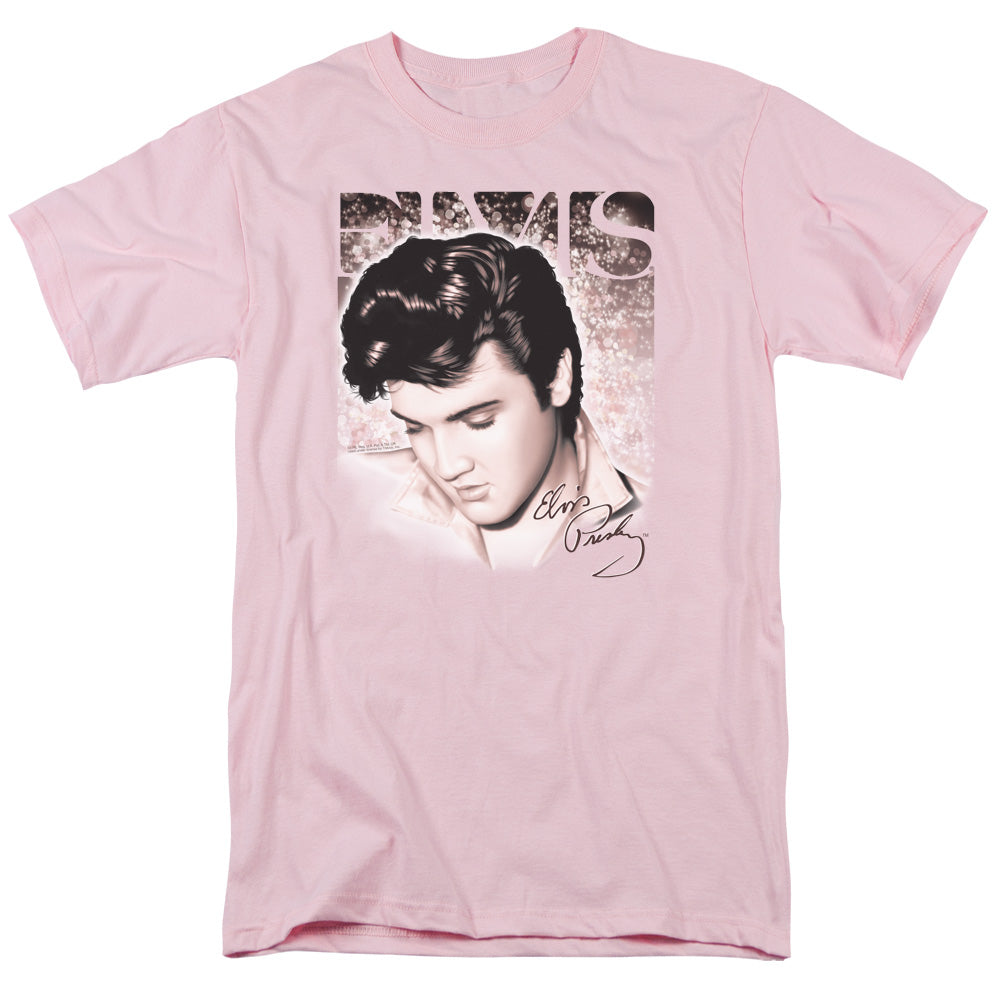 Elvis Presley Star Light Mens T Shirt Pink Officially Licensed